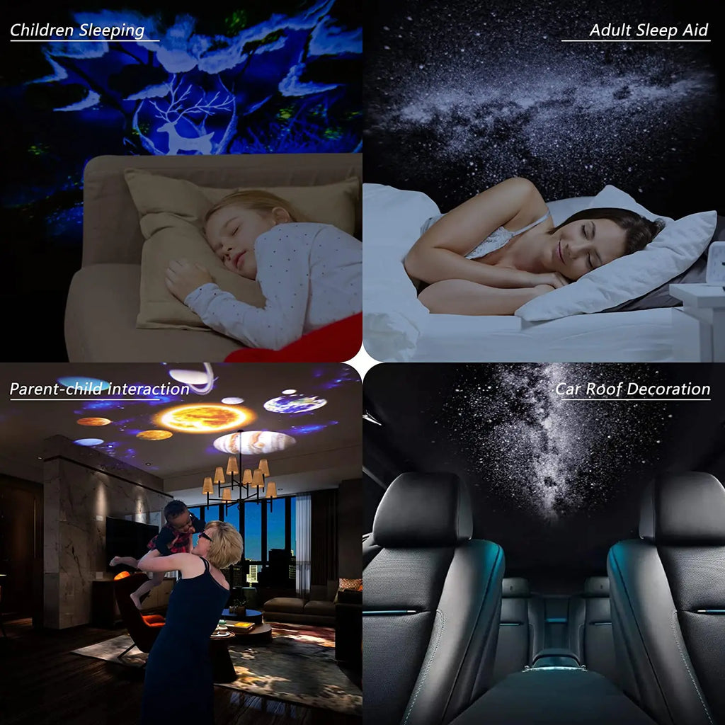 Galaxy Projector Night Light – 360° Rotating Planetarium Lamp with 12 Films
