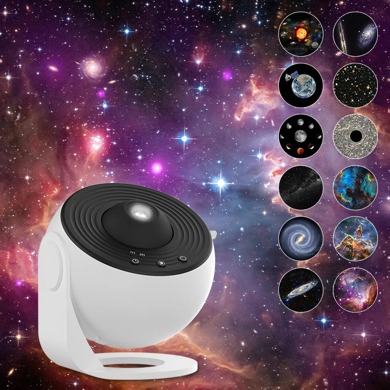 Galaxy Projector Night Light – 360° Rotating Planetarium Lamp with 12 Films