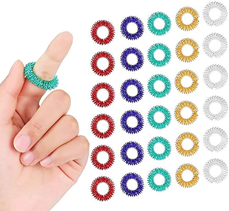 10-Piece Acupressure Finger Ring Set – Stress Relief Fidget & Sensory Toy