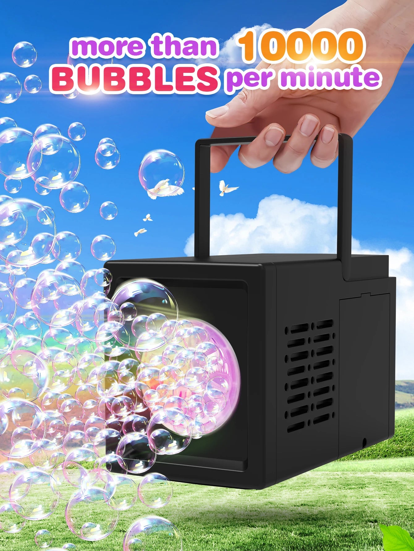 Handheld Automatic Bubble Blower – 10-Hole Electric Bubble Machine for Kids