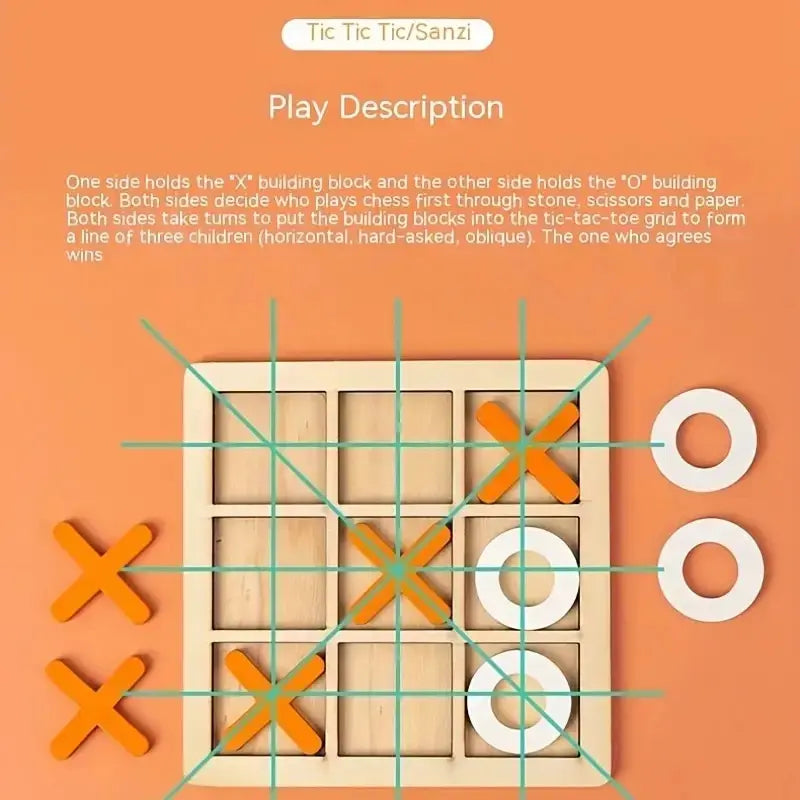 Classic Wooden Tic Tac Toe Game