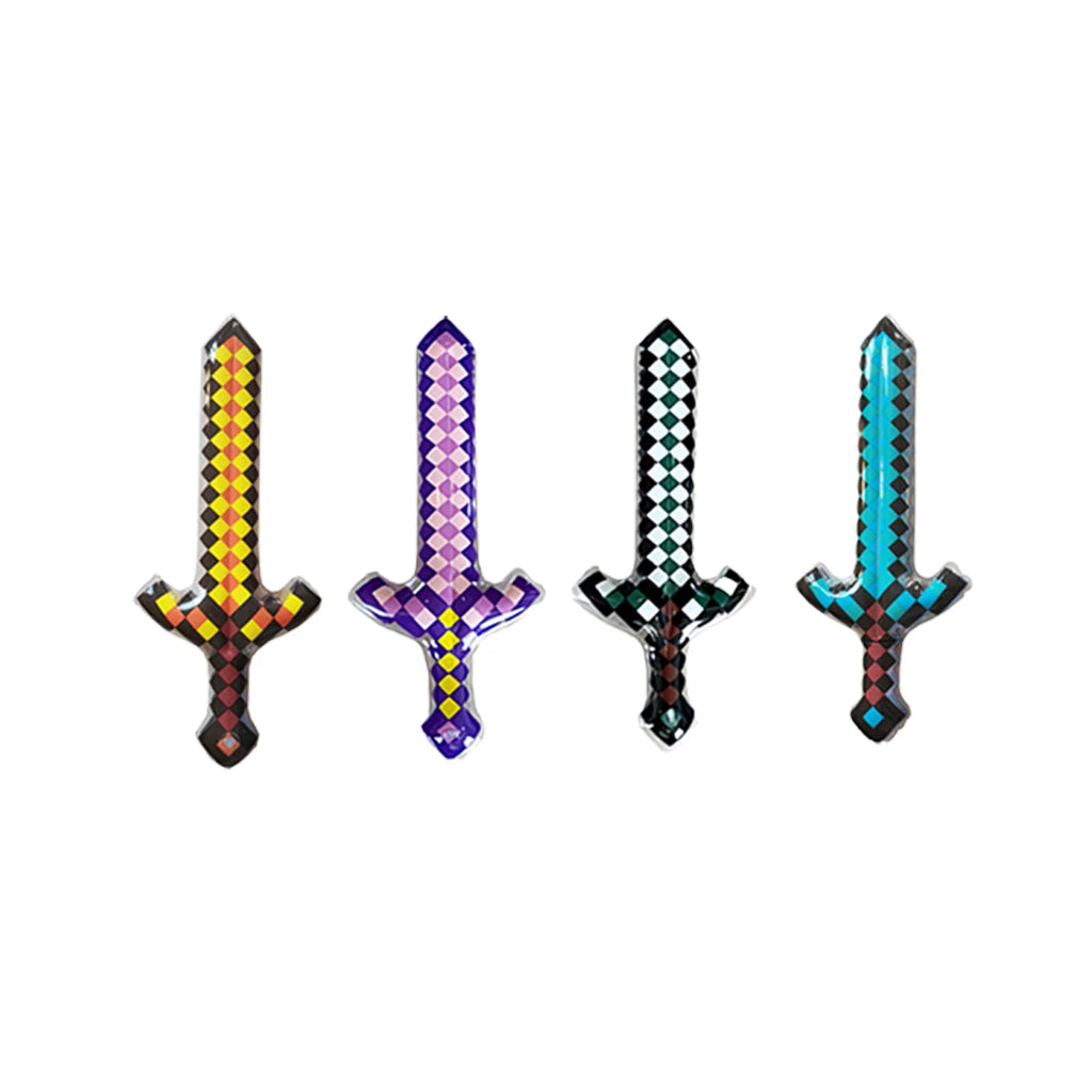 Pixel-Style Inflatable Swords – Gemstone & Gold Design for Kids