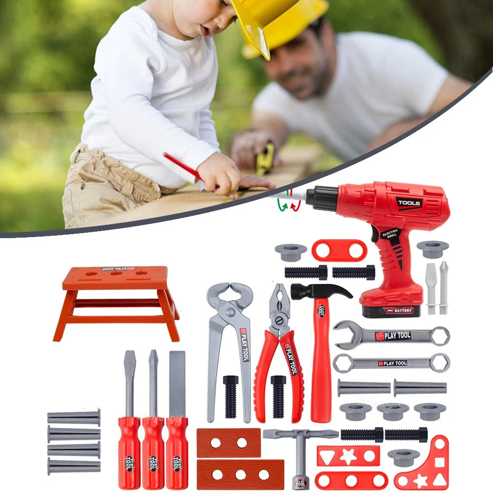 Kids Pretend Tool Kit – 38/41 Piece Construction Play Set with Optional Electric Drill