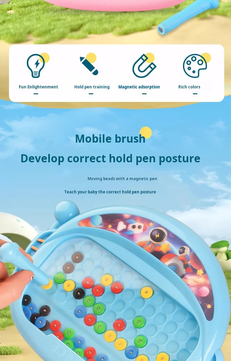 Magnetic Doodle Board with Pen & Beads – Educational Drawing Toy for Kids (Ages 3–8)