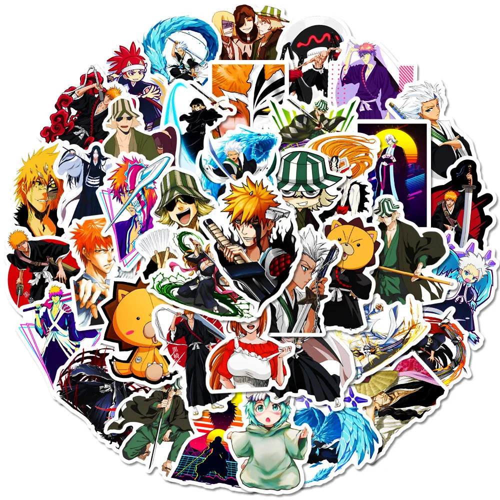 10/30/50-Piece BLEACH Anime Sticker Pack – Waterproof Manga Decals for Fans