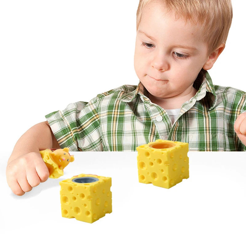 Cheese Mouse Stress Ball – Funny Pet Squirrel Cup Fidget Toy