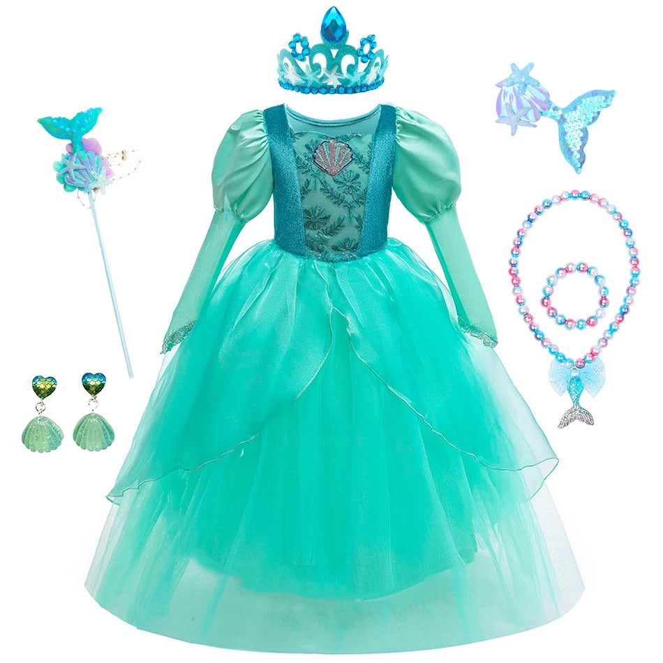 Girls’ Mermaid Princess Dress – Ariel-Inspired Costume Gown for Parties & Cosplay