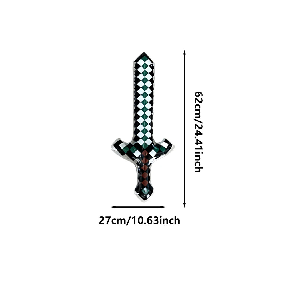 Pixel-Style Inflatable Swords – Gemstone & Gold Design for Kids