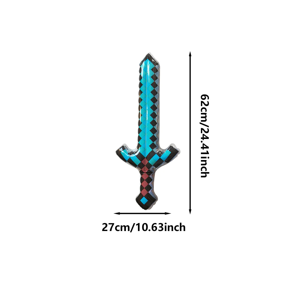 Pixel-Style Inflatable Swords – Gemstone & Gold Design for Kids
