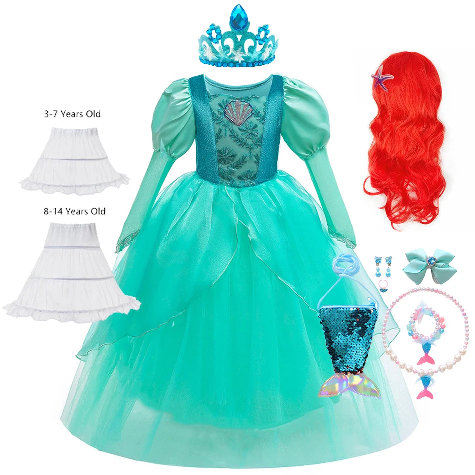 Girls’ Mermaid Princess Dress – Ariel-Inspired Costume Gown for Parties & Cosplay