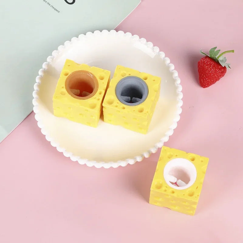 Pop-Up Mouse & Cheese Block – Squeeze Fidget Toy for Kids & Adults