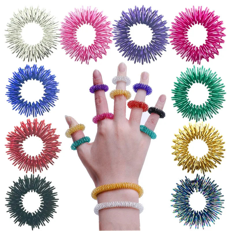 10-Piece Acupressure Finger Ring Set – Stress Relief Fidget & Sensory Toy