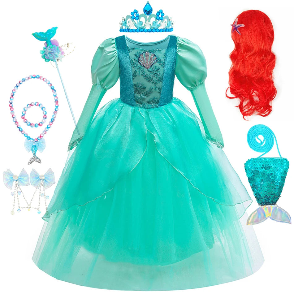 Girls’ Mermaid Princess Dress – Ariel-Inspired Costume Gown for Parties & Cosplay