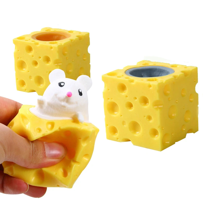Cheese Mouse Stress Ball – Funny Pet Squirrel Cup Fidget Toy