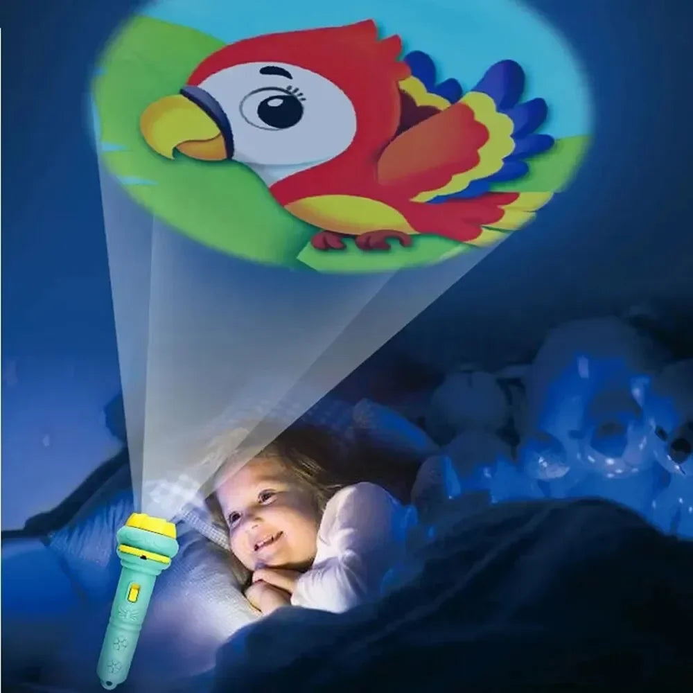 Kids Cartoon Projection Flashlight – 10 Cards with 80 Patterns