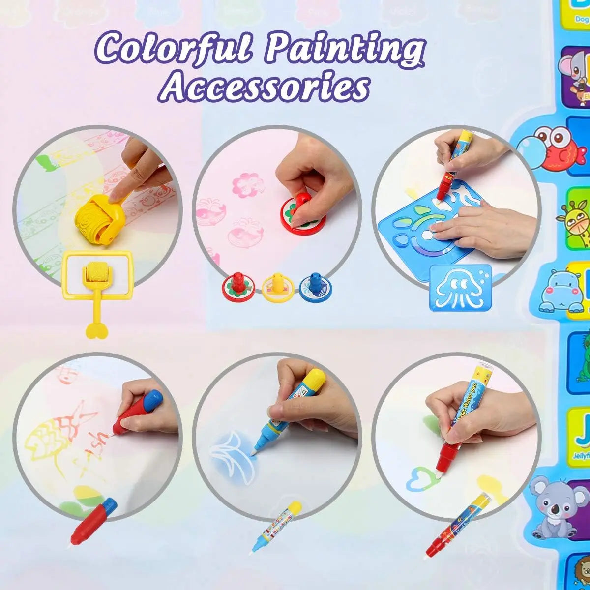 Magic Water Drawing Mat – Reusable Doodle Board with Pens