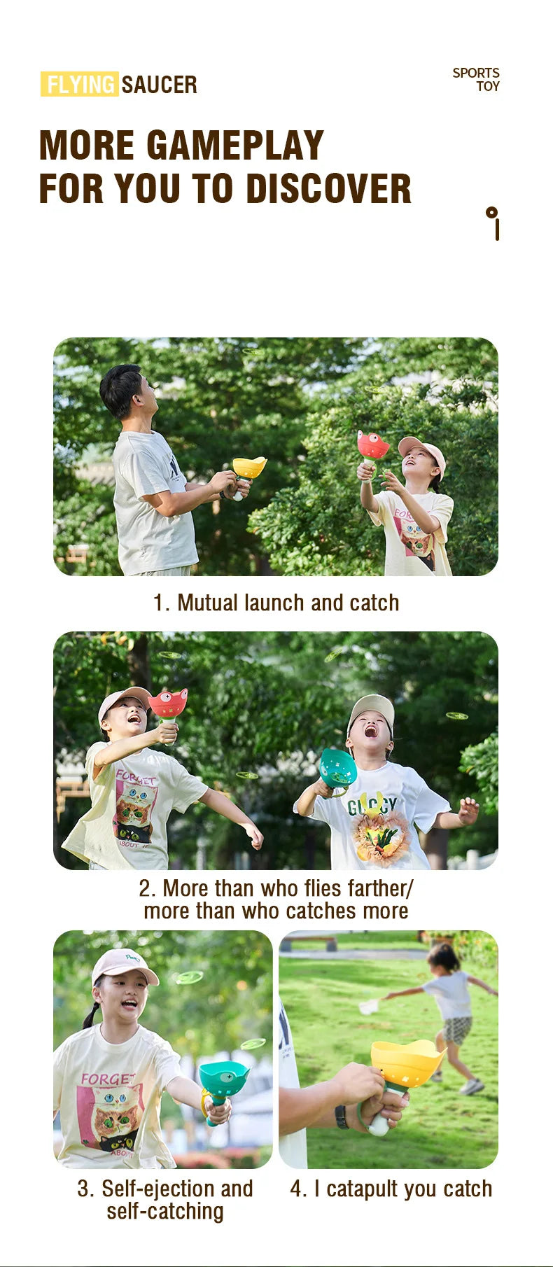 Flying Saucer Disc Launcher – UFO Throw & Catch Outdoor Game for Kids