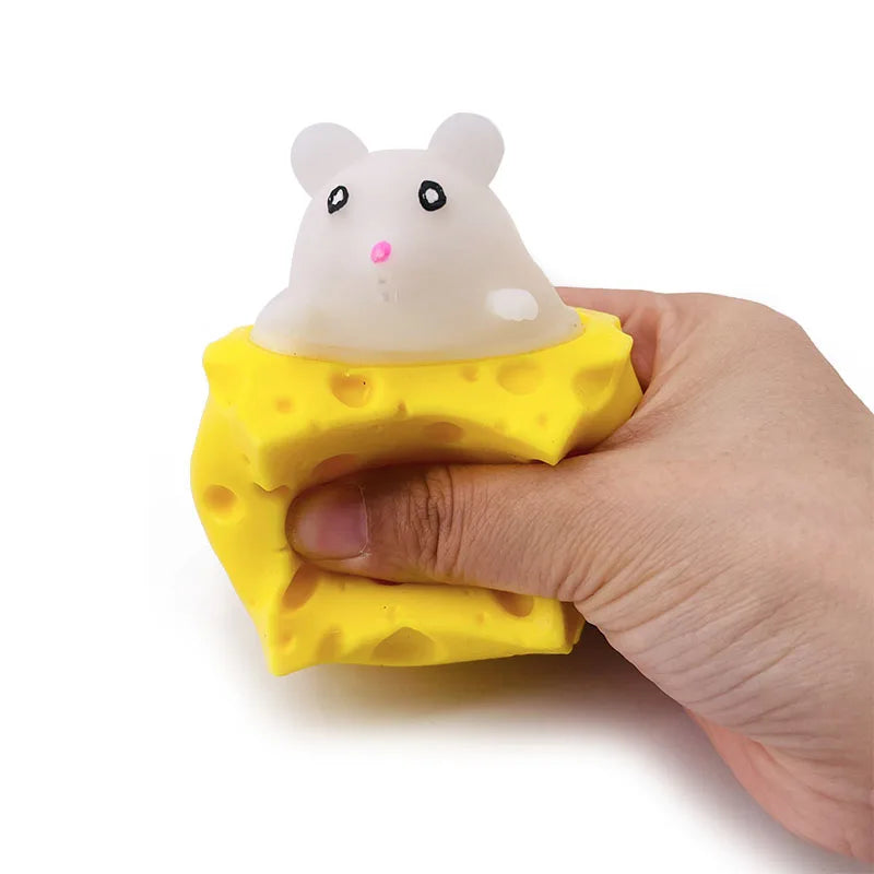 Cheese Mouse Stress Ball – Funny Pet Squirrel Cup Fidget Toy