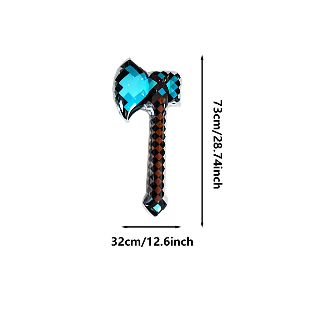 Pixel-Style Inflatable Swords – Gemstone & Gold Design for Kids