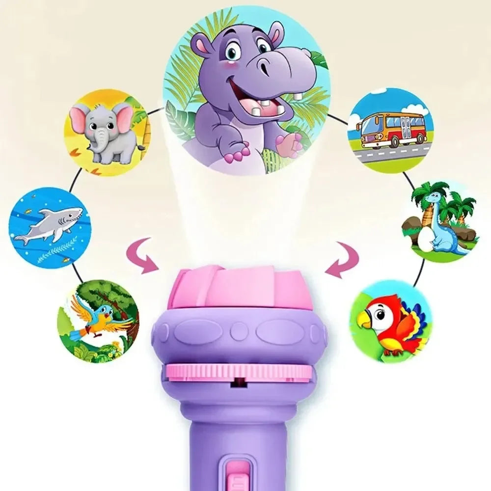 Kids Cartoon Projection Flashlight – 10 Cards with 80 Patterns