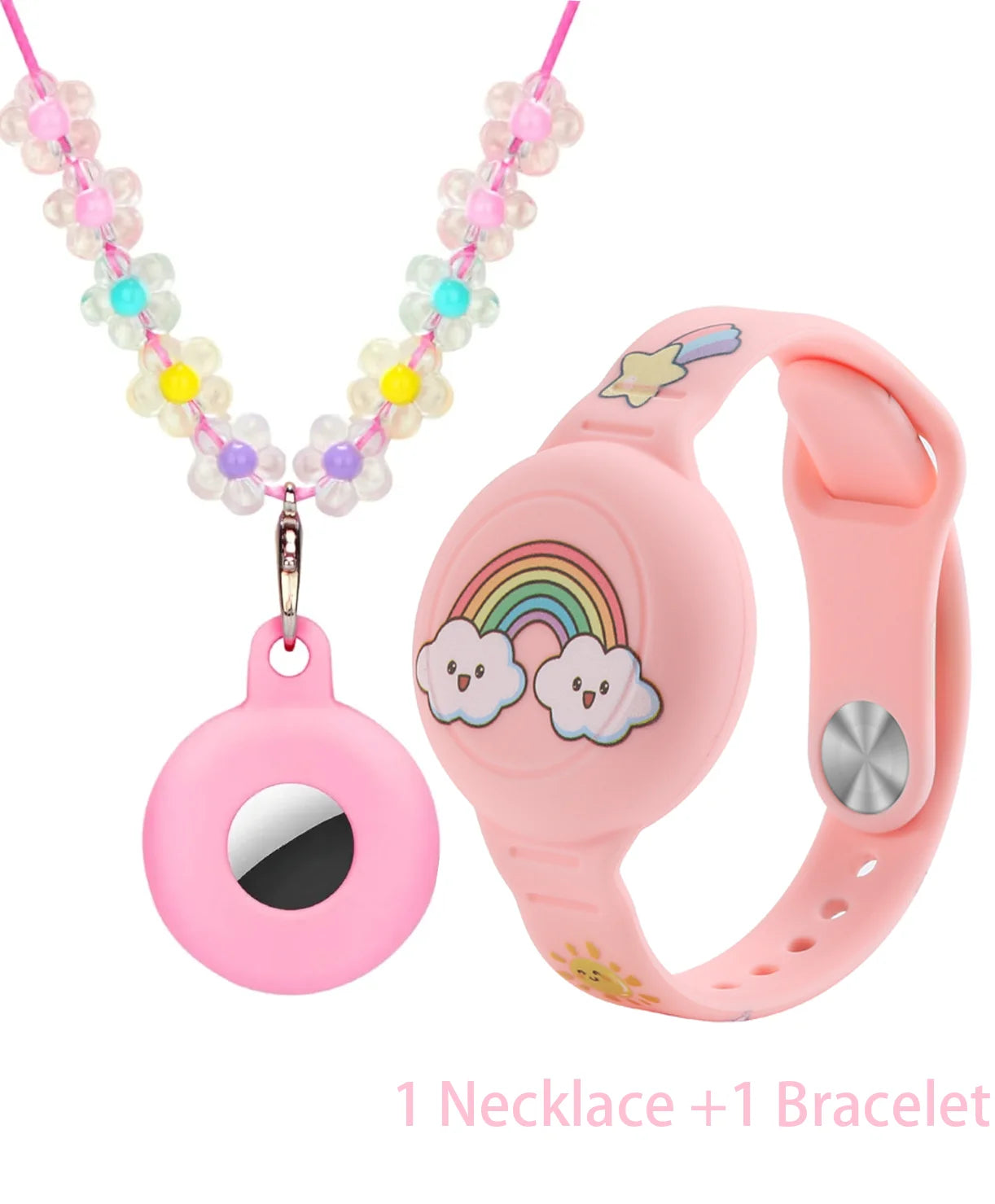AirTag Bracelet & Necklace for Kids – Cute Cartoon Design, Secure & Comfortable Tracker Holder
