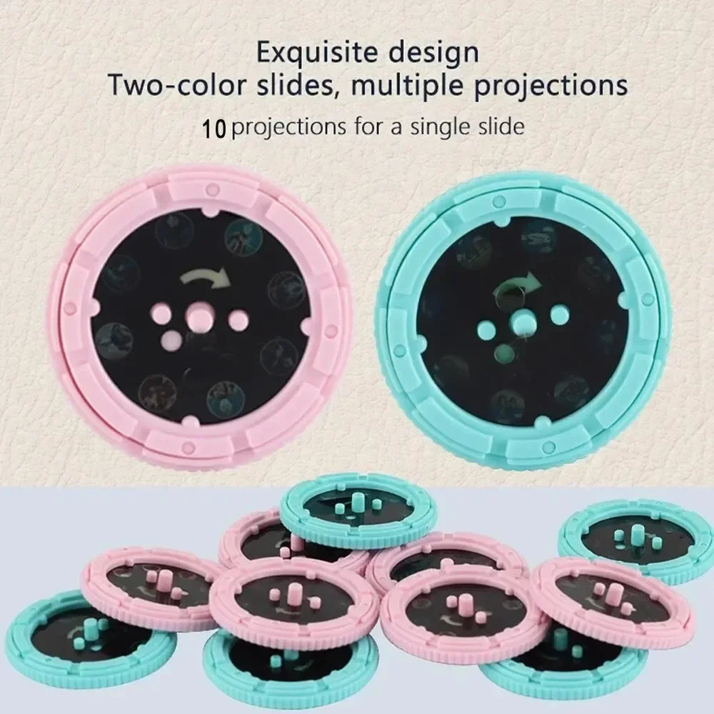 Kids Cartoon Projection Flashlight – 10 Cards with 80 Patterns