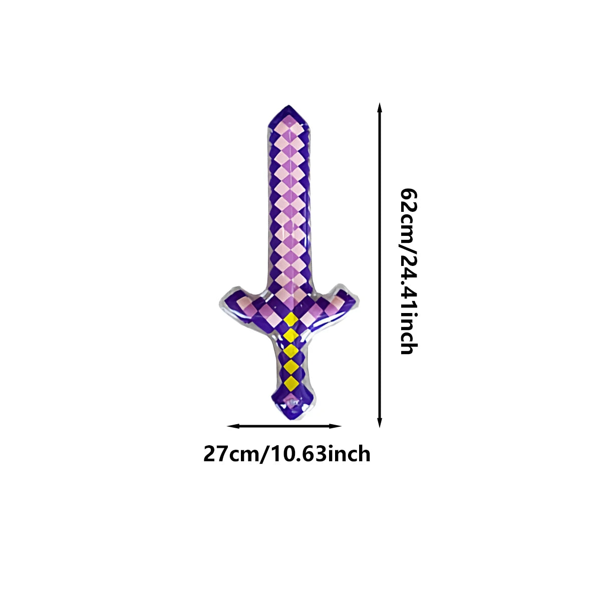 Pixel-Style Inflatable Swords – Gemstone & Gold Design for Kids