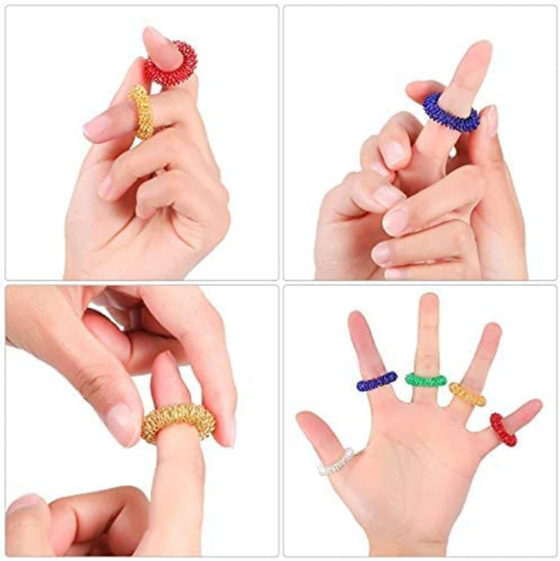 10-Piece Acupressure Finger Ring Set – Stress Relief Fidget & Sensory Toy