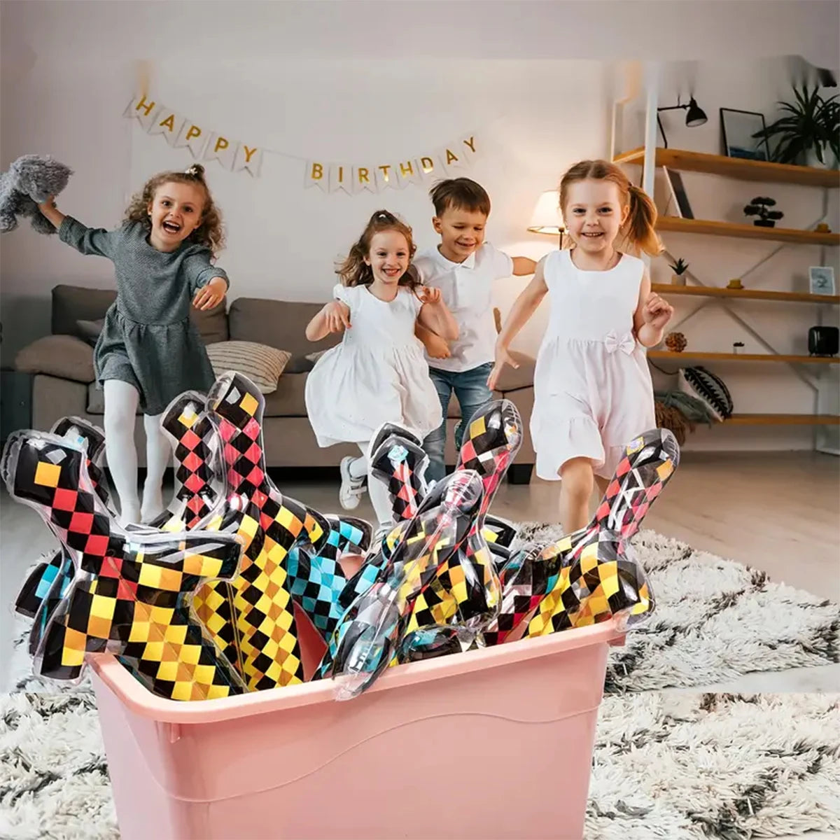 Pixel-Style Inflatable Swords – Gemstone & Gold Design for Kids