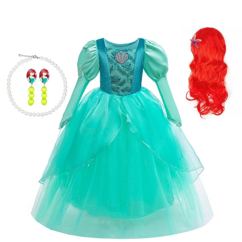 Girls’ Mermaid Princess Dress – Ariel-Inspired Costume Gown for Parties & Cosplay