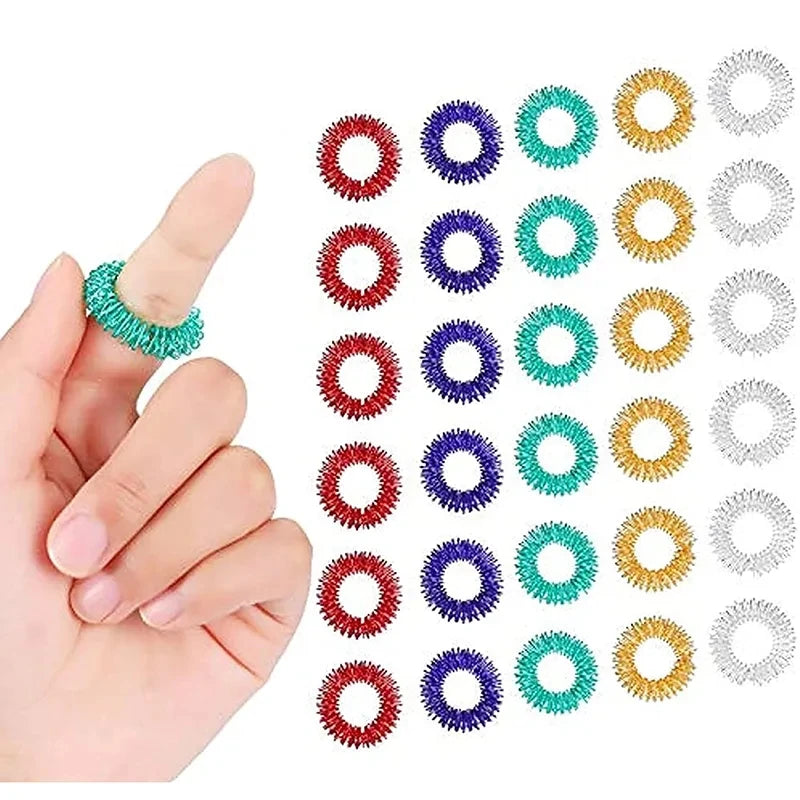 10-Piece Acupressure Finger Ring Set – Stress Relief Fidget & Sensory Toy
