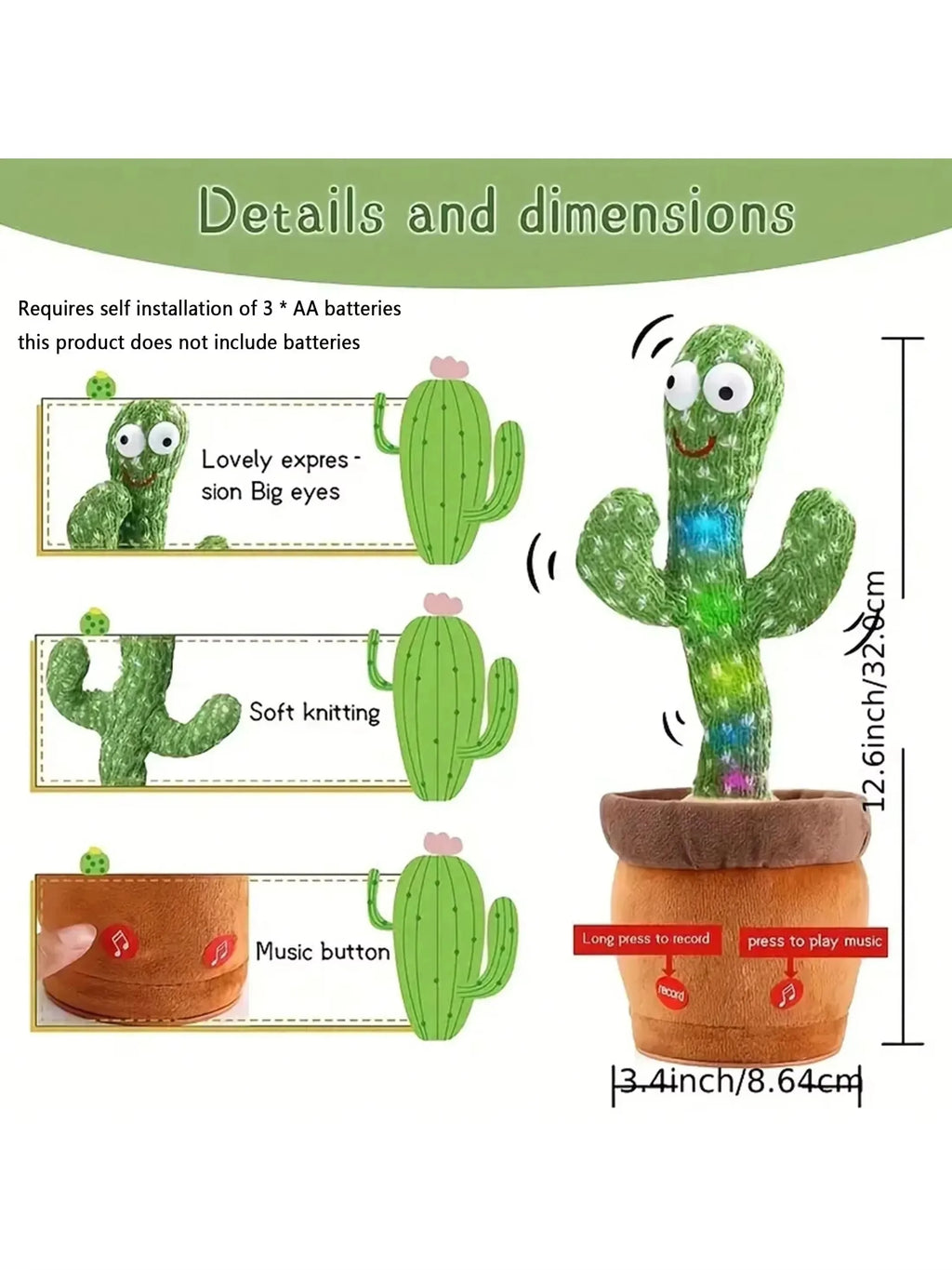 Dancing & Talking Cactus Plush Toy – Fun Musical Gift for Kids