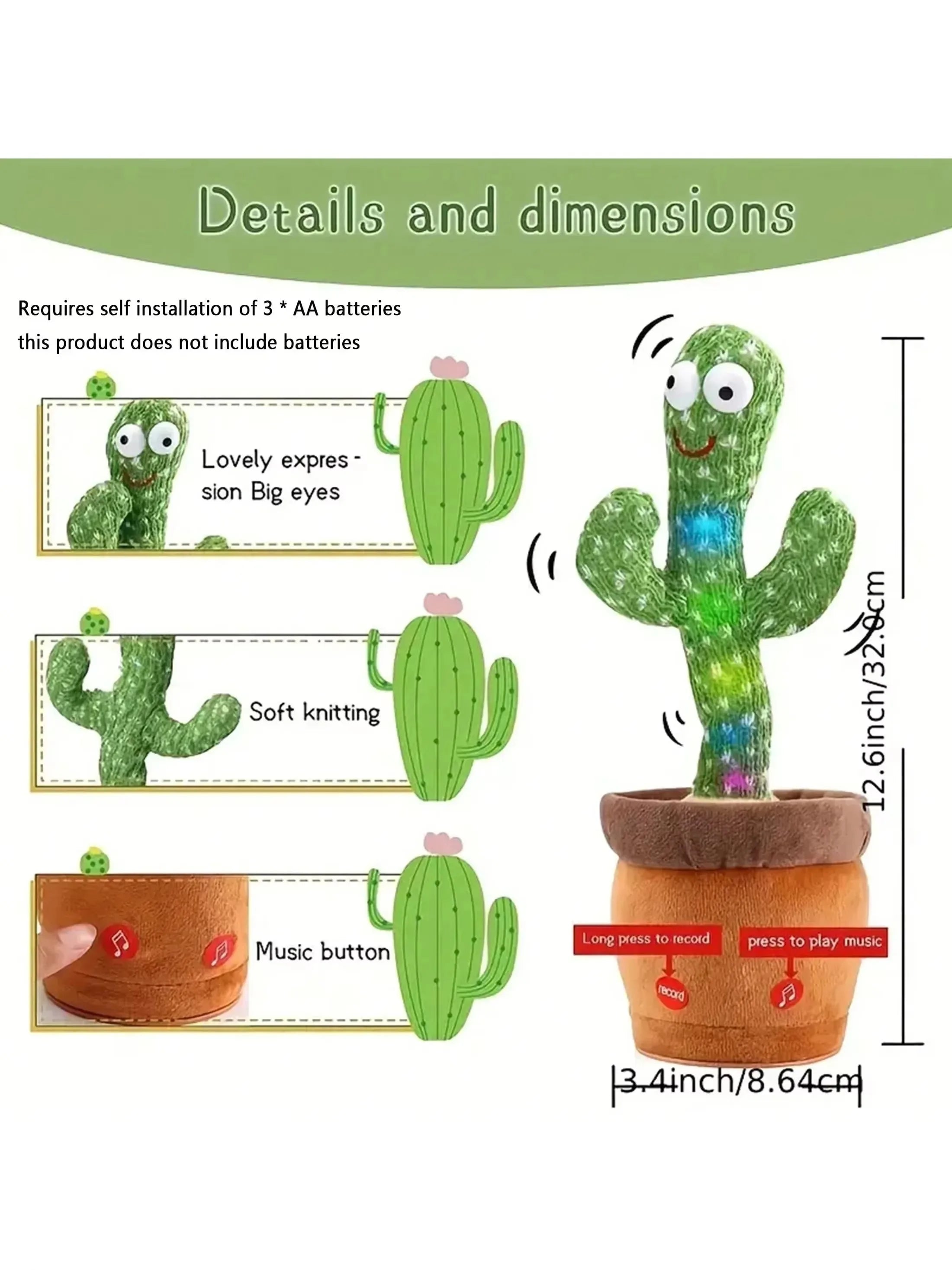 Dancing & Talking Cactus Plush Toy – Fun Musical Gift for Kids