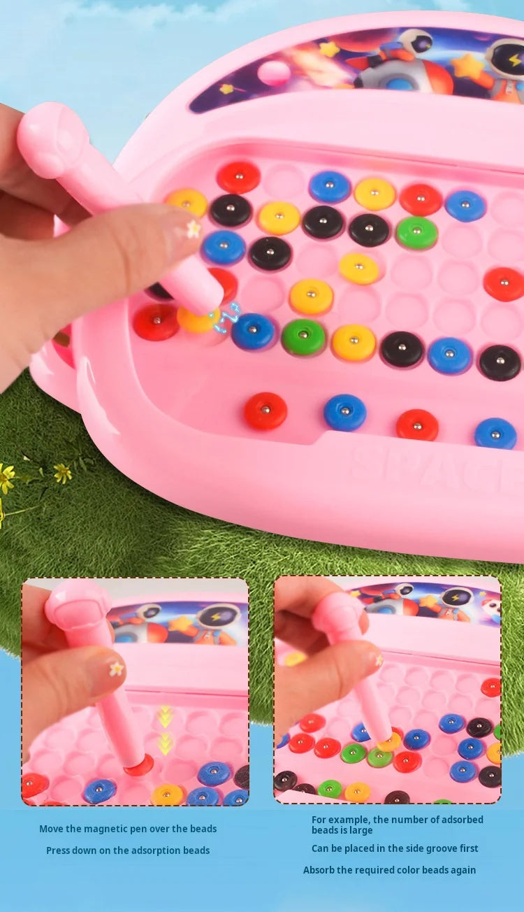 Magnetic Doodle Board with Pen & Beads – Educational Drawing Toy for Kids (Ages 3–8)