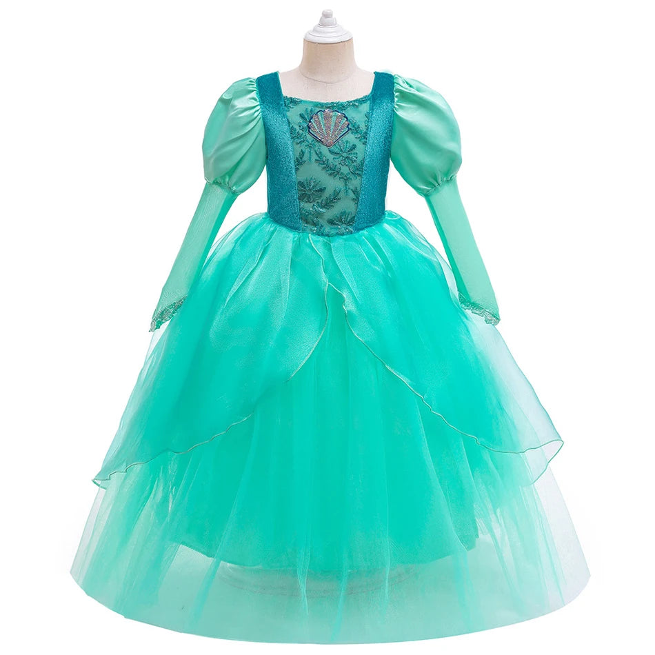 Girls’ Mermaid Princess Dress – Ariel-Inspired Costume Gown for Parties & Cosplay