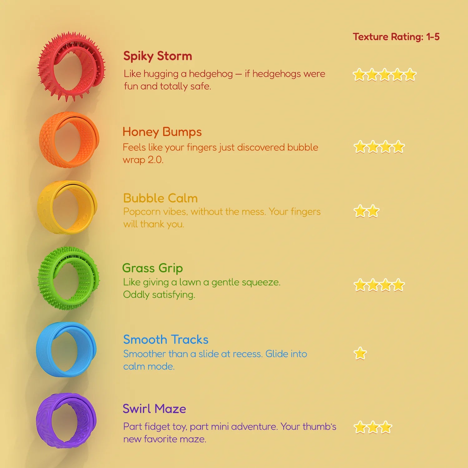 Sensory Slap Bracelet Fidget Toys (6-Pack) – Wearable Stress Relief for Kids & Teens