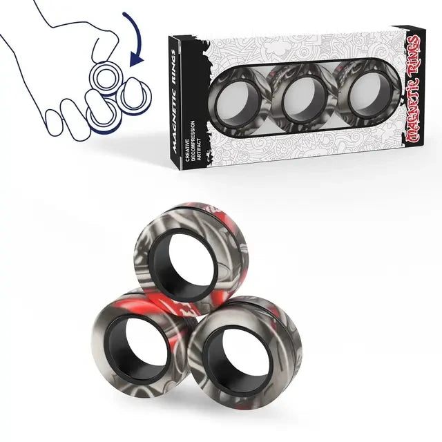 Magnetic Fidget Rings Set (3-Pack) – Stress Relief Toy for Kids, Teens & Adults