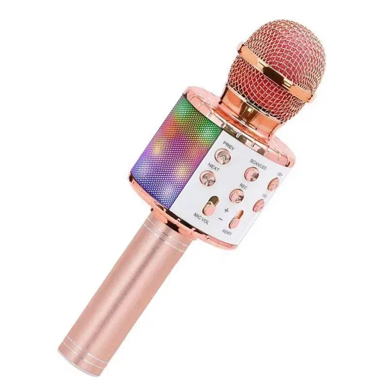 LED Wireless Bluetooth Karaoke Microphone – Handheld Speaker with Lights & Voice Effects
