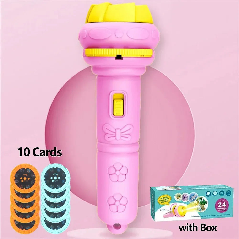 Kids Cartoon Projection Flashlight – 10 Cards with 80 Patterns