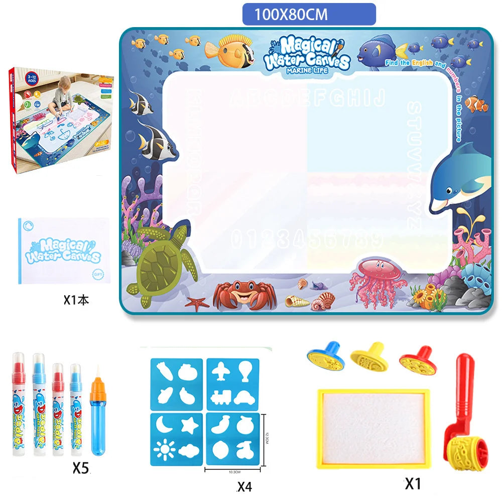 Magic Water Drawing Mat – Reusable Doodle Board with Pens