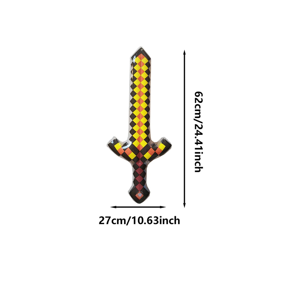 Pixel-Style Inflatable Swords – Gemstone & Gold Design for Kids