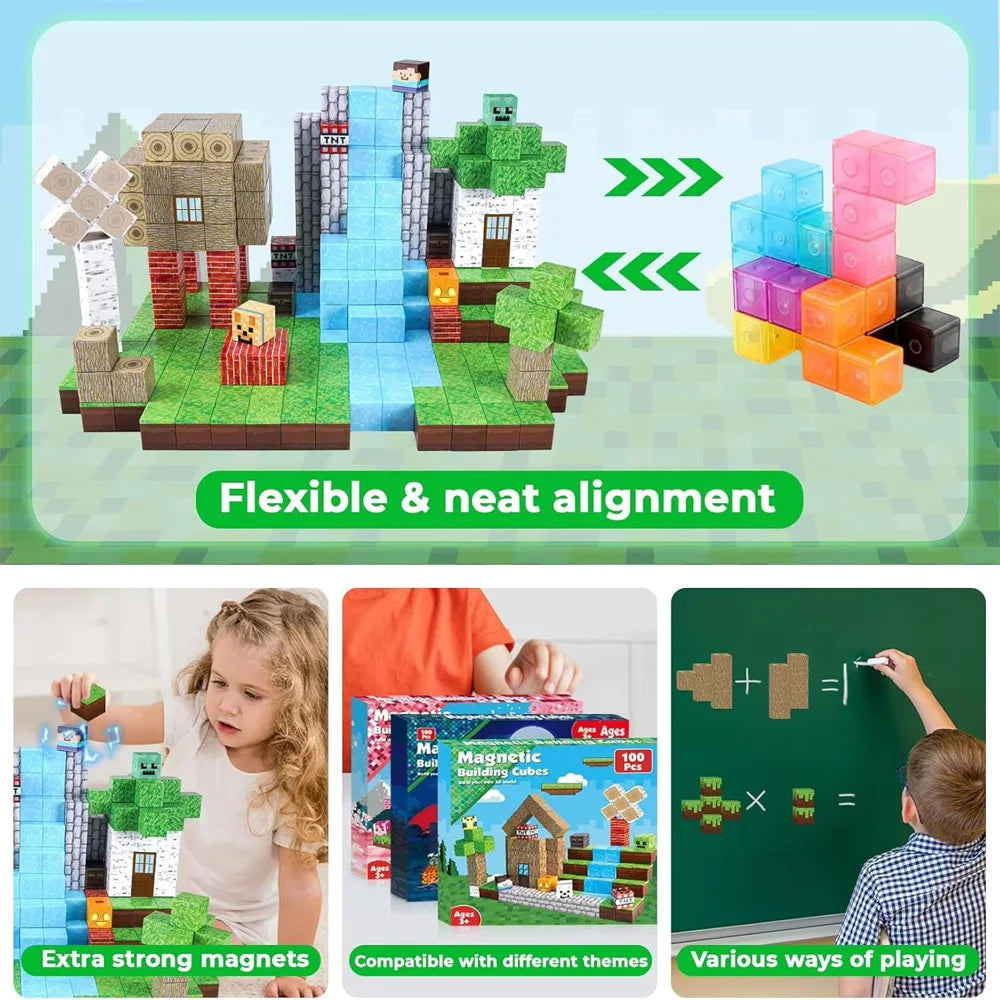 Magnetic Blocks – Mine World Edition Construction Cubes for Kids