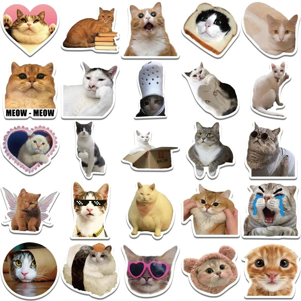 Kawaii Cat Stickers – Cute PVC Decals for Kids, Scrapbooking & School Supplies (10/30/50 Pack)