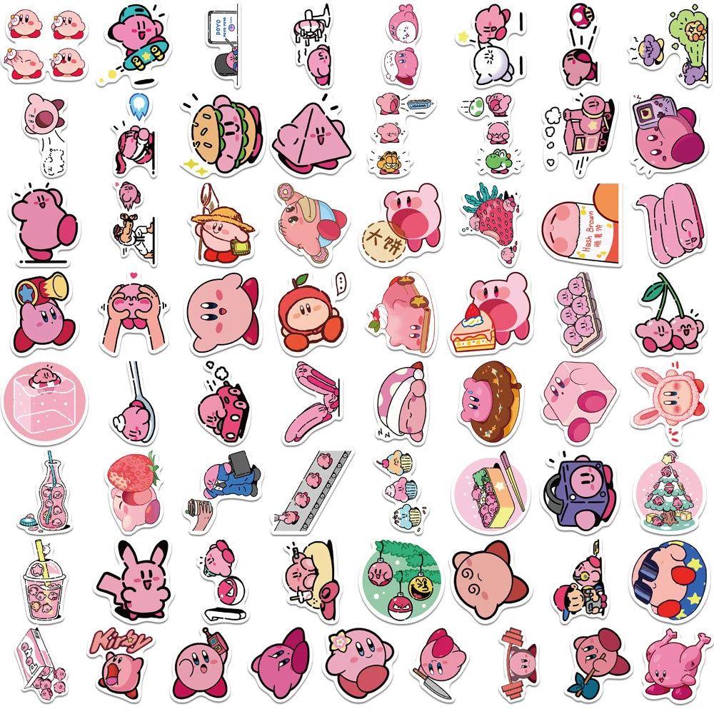 65-Piece Kirby Cartoon Sticker Pack – Kawaii Anime Decals for Kids & Collectors