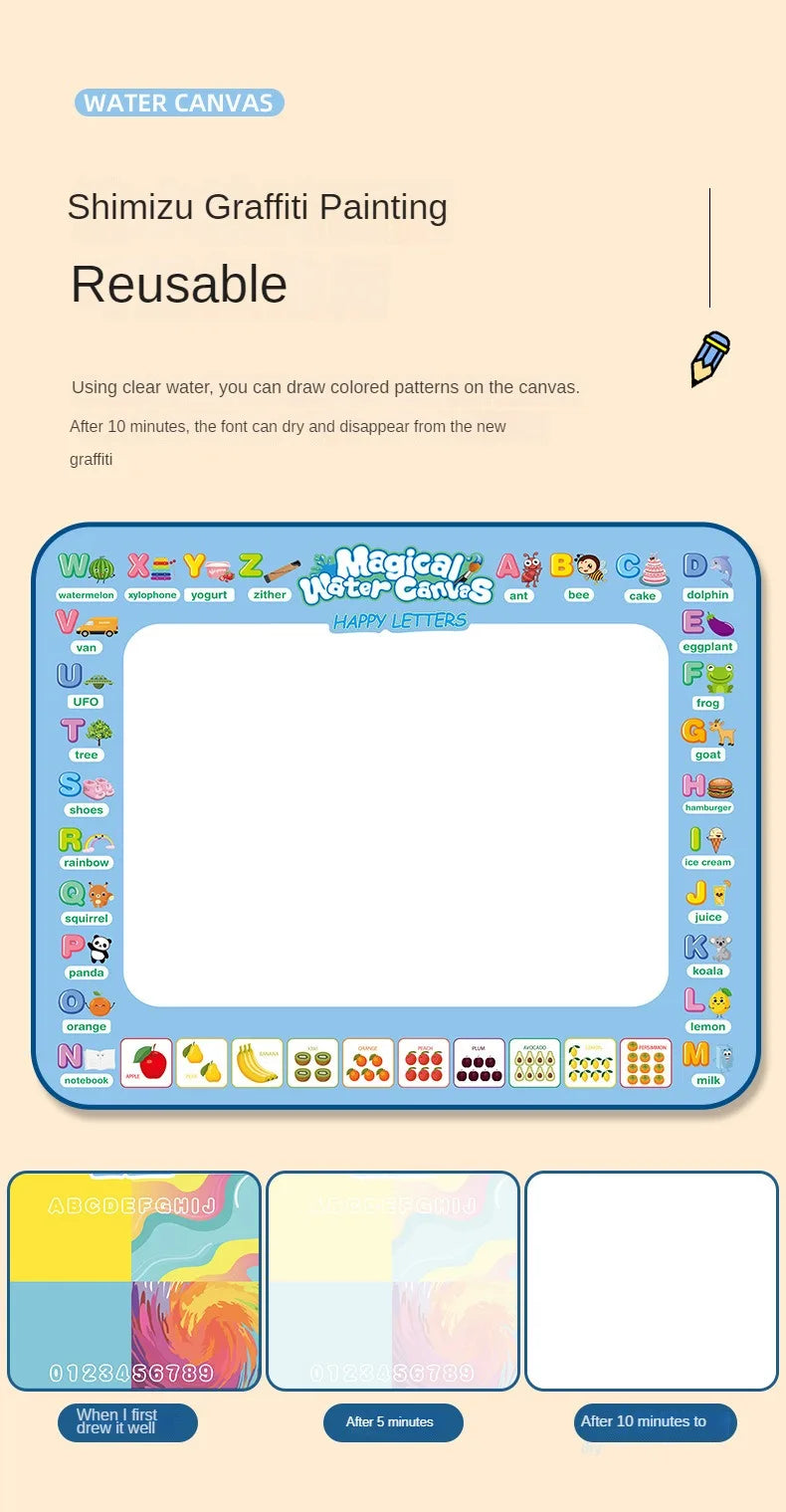Magic Water Drawing Mat – Reusable Doodle Board with Pens