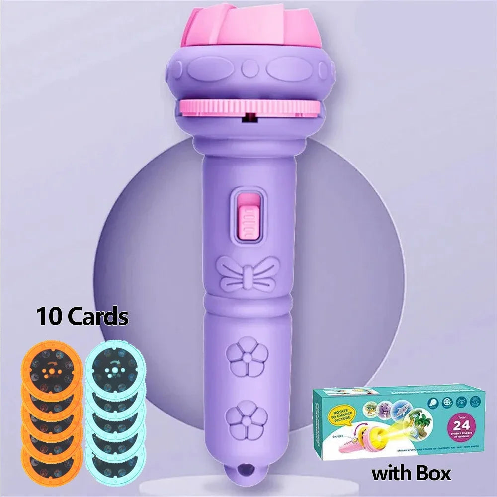 Kids Cartoon Projection Flashlight – 10 Cards with 80 Patterns