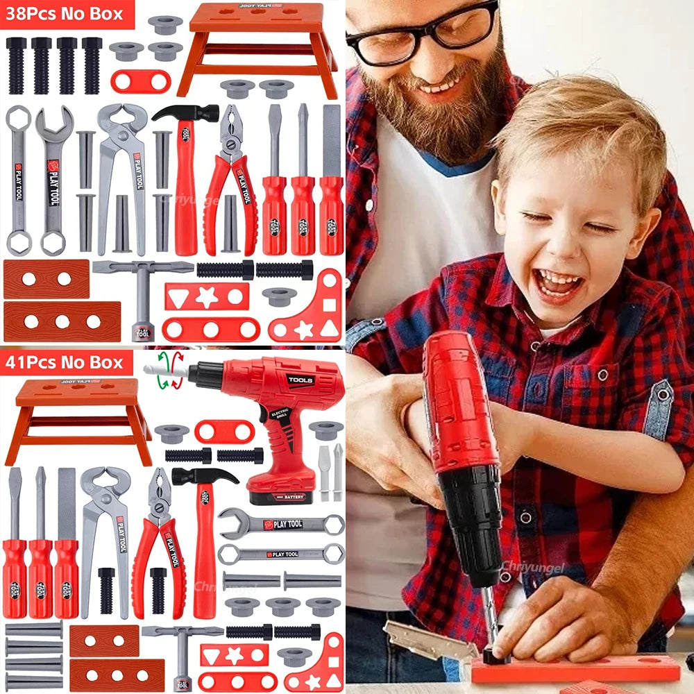 Kids Pretend Tool Kit – 38/41 Piece Construction Play Set with Optional Electric Drill