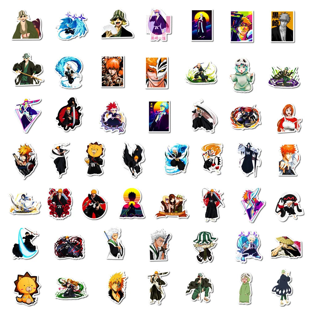 10/30/50-Piece BLEACH Anime Sticker Pack – Waterproof Manga Decals for Fans