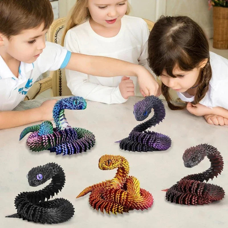 3D Printed Snake Fidget Toy – Movable Joint Figurine for Kids & Adults