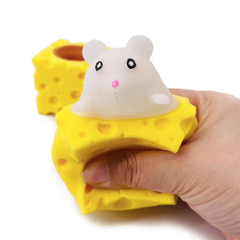 Cheese Mouse Stress Ball – Funny Pet Squirrel Cup Fidget Toy